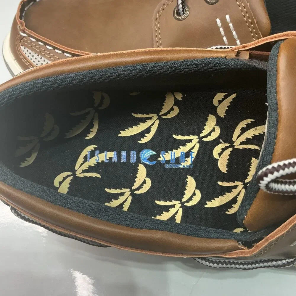 Island Surf Men's Size 9 Brown Boat Shoes Synthetic Upper Durable Sole